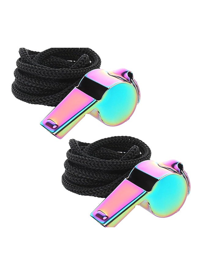 صافرّة مدرب رياضي من الفولاذ المقاوم للصدأ مع حبل، صوت عالي ونقي مثالي للمدربين والحكام والمسؤولين (قطعتين) - Image 1