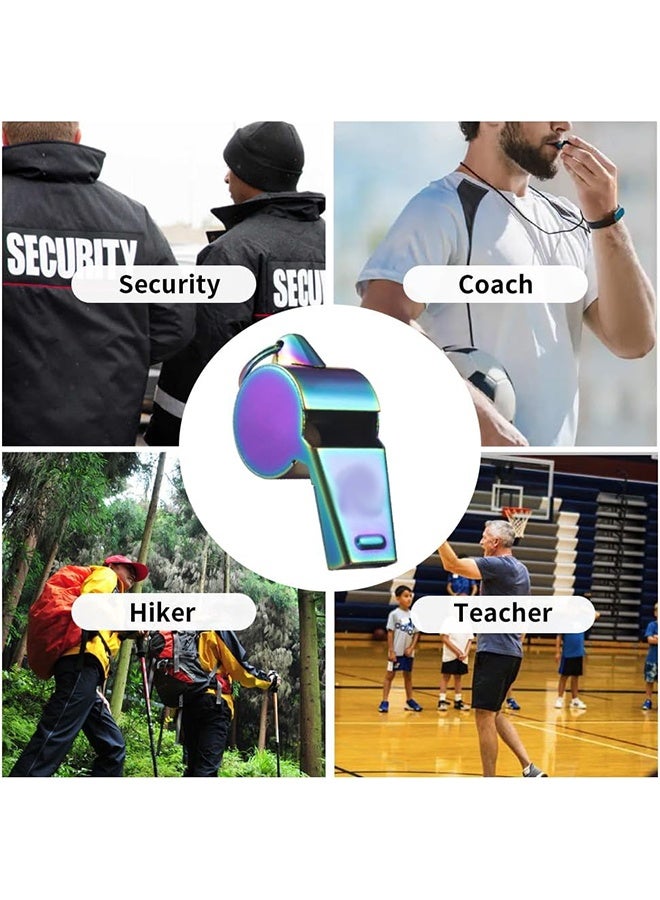 صافرّة مدرب رياضي من الفولاذ المقاوم للصدأ مع حبل، صوت عالي ونقي مثالي للمدربين والحكام والمسؤولين (قطعتين) - Image 4