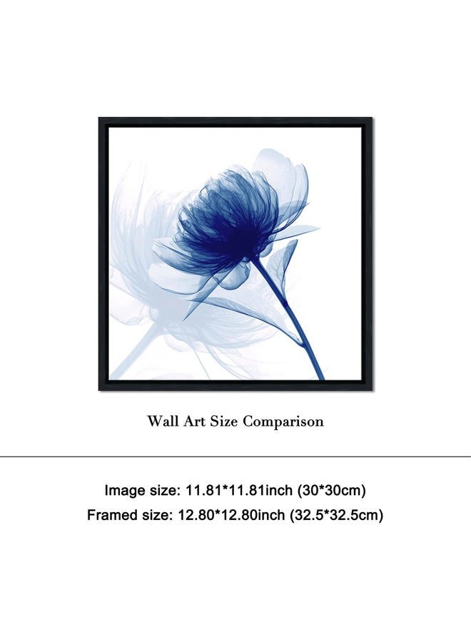Pyradecor Black Framed Blue Flickering Flower Modern Paintings Canvas Wall Art Grace Floral Pictures on Canvas Prints One Panel Artwork for Bedroom Office Home Decorations AH4073-3030-1-BF - Image 5