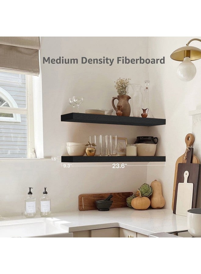 QEEIG Bathroom Shelves 24 inches Long Wall Shelf 24 x 9 inch Set of 2, Black (008-60B) - Image 3