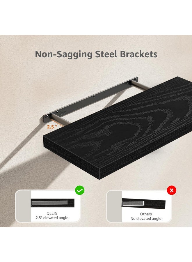 QEEIG Bathroom Shelves 24 inches Long Wall Shelf 24 x 9 inch Set of 2, Black (008-60B) - Image 5