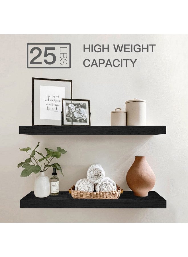 QEEIG Bathroom Shelves 24 inches Long Wall Shelf 24 x 9 inch Set of 2, Black (008-60B) - Image 4