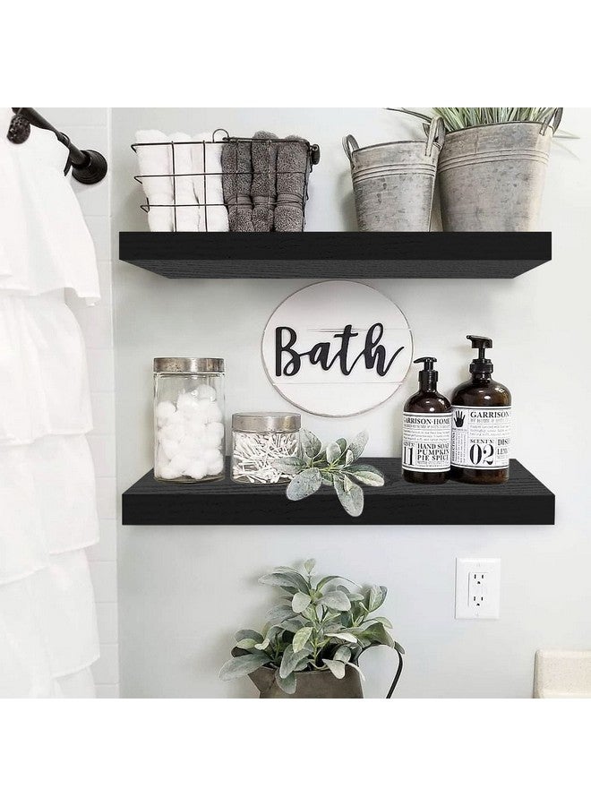 QEEIG Bathroom Shelves 24 inches Long Wall Shelf 24 x 9 inch Set of 2, Black (008-60B) - Image 2