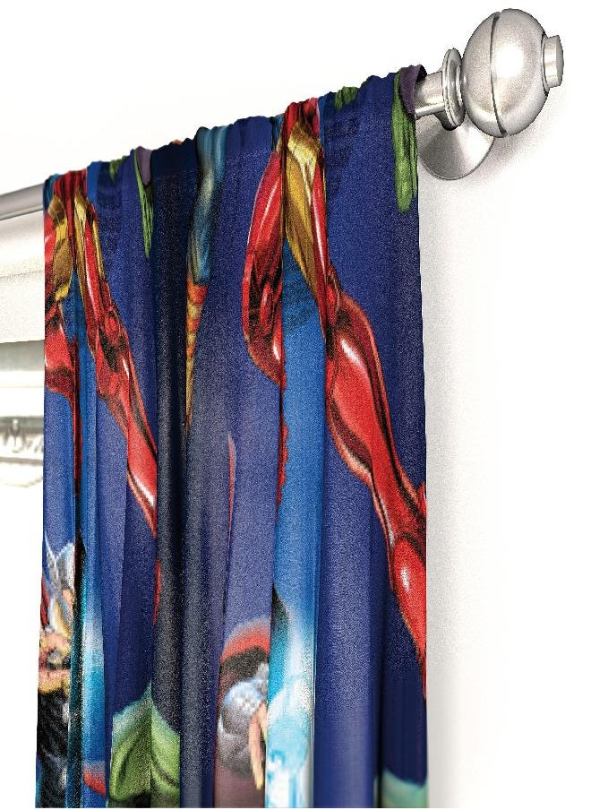Jay Franco - Marvel Avengers Blue Circle Microfiber Curtain Panel Pair with Tiebacks Set, 84 inches wide (42 inches/panel) 63 inches long - Image 1