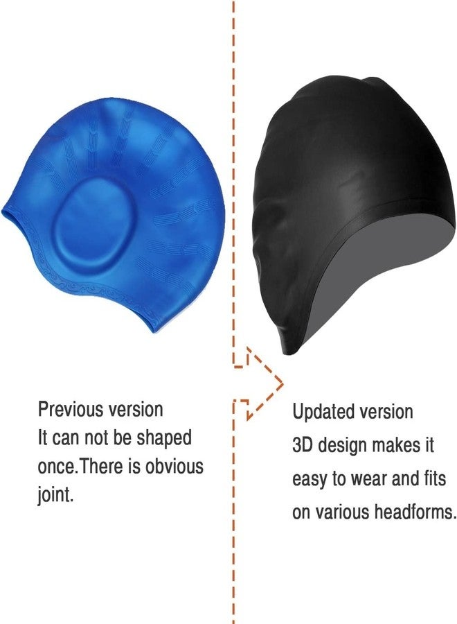Amitasha Swimming Cap for Men & Women 3D Ergonomic Ear Protection Kids Silicone Swim Cap for Long and Short Hair (Black) - Image 5
