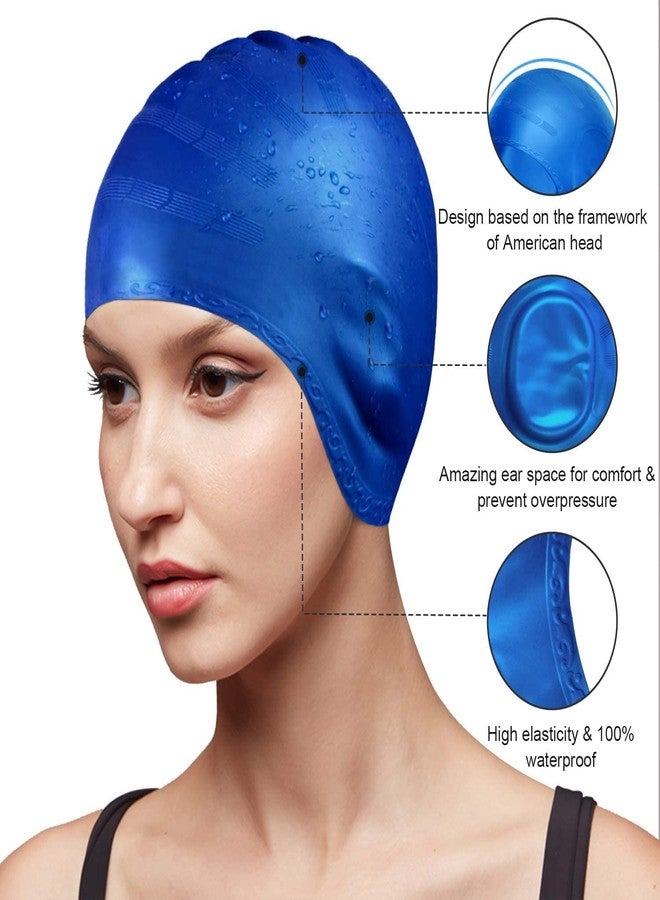 Amitasha Swimming Cap for Men & Women 3D Ergonomic Ear Protection Kids Silicone Swim Cap for Long and Short Hair (Black) - Image 2