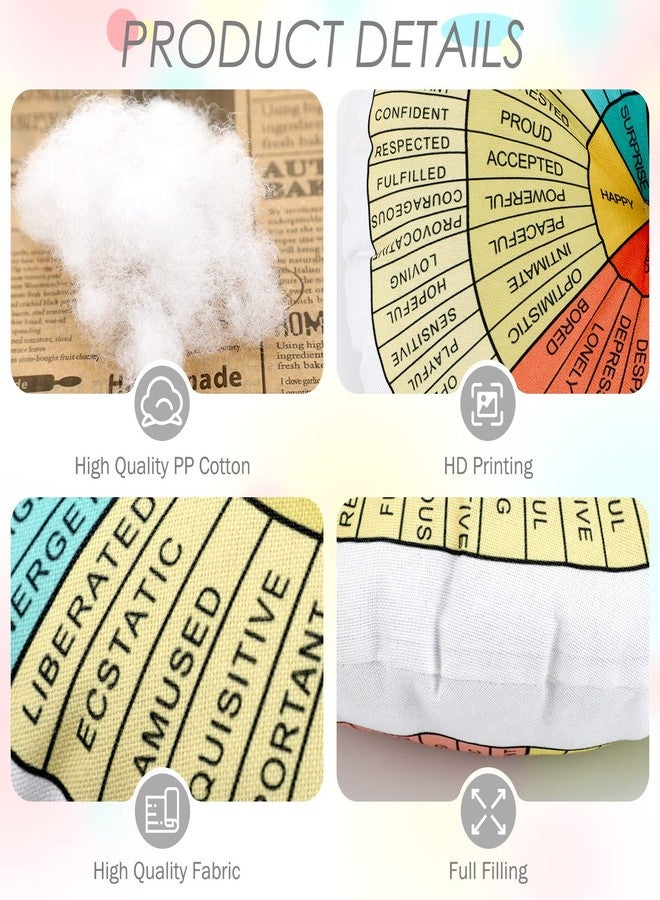 Maitys وسادة مشاعر العواطف - وسادة دائرية مريحة للجلوس على الأرض - وسادة دائرية لراحة الأرض لمكتب المعالجين أو المنزل أو ديكور الأريكة (ألوان داكنة، 20 × 20 بوصة) - Image 2