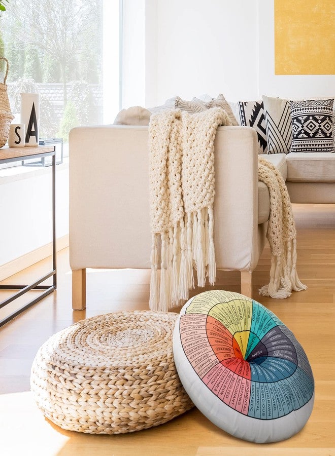 Maitys وسادة مشاعر العواطف - وسادة دائرية مريحة للجلوس على الأرض - وسادة دائرية لراحة الأرض لمكتب المعالجين أو المنزل أو ديكور الأريكة (ألوان داكنة، 20 × 20 بوصة) - Image 5