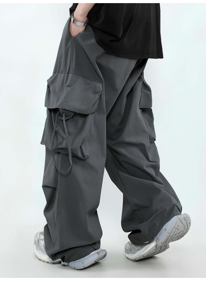 Maniac Mens Solid Dark Grey Polyester Nylon Fabric Cargo Pant - Image 3