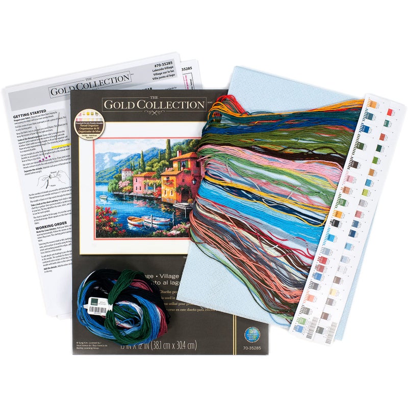 Dimensions 70-35285 Gold Collection Seaside Summer Village Advanced Counted Cross Stitch Kit, 16 Cnt. Light Blue Aida, 15" x 12" - Image 3