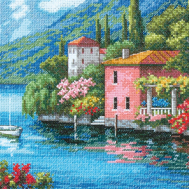 Dimensions 70-35285 Gold Collection Seaside Summer Village Advanced Counted Cross Stitch Kit, 16 Cnt. Light Blue Aida, 15" x 12" - Image 5