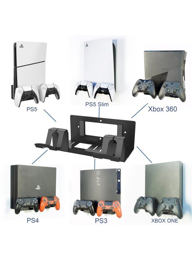 Monzlteck Universal Game Console Wall Mount + 2 Controller Holders, Compatible with PS3, PS4 Pro/Slim, PS5 Slim/Pro, Xbox 360/One S/One X - Image 3