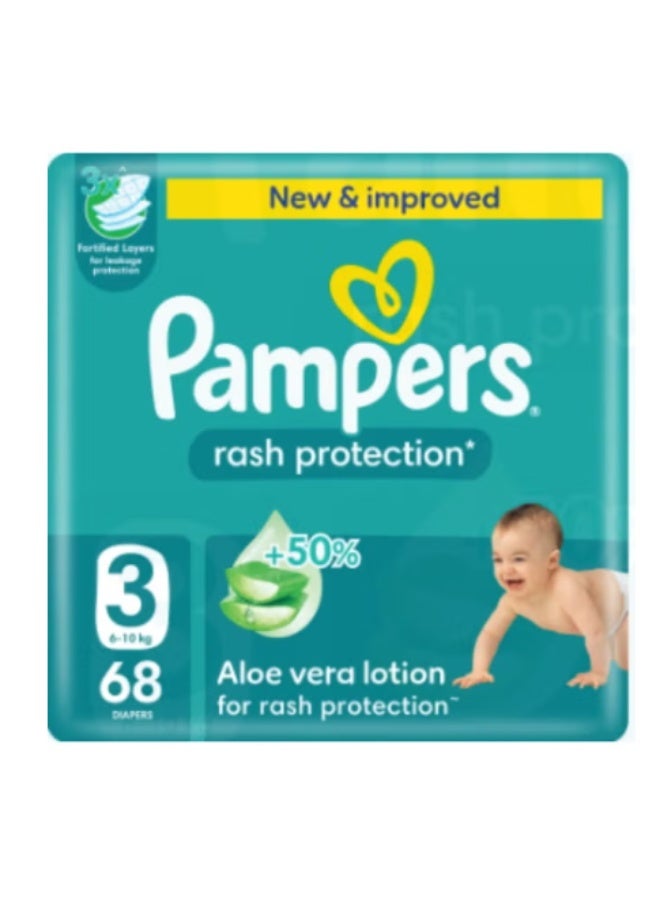Rash Protection Size 3 Taped Diapers Size 3 6-10 Kg Mega Pack 68 Count