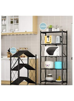 5 Layer Shelf Foldable Storage Shelving Unit with Wheels, Metal Storage Rack Display Rack for Garage Kitchen Pantry Closet Laundry,Black - pzsku/ZB2C815CBFB127F709031Z/45/_/1697192390/d06a35a0-0ed2-4389-acdb-f688f2f32936