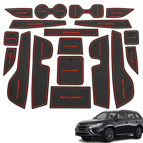 Bmolpt Custom Interior Accessories 18PCS for Mitsubishi Outlander 2022 2023 Center Console Cover Door Slot Pad Cushion Non-Slip Gate Slot Pad Cup Holder Liners Mat(Red) - Image 1