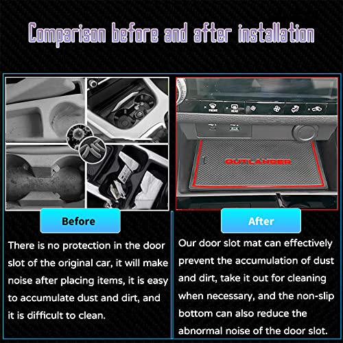 Bmolpt Custom Interior Accessories 18PCS for Mitsubishi Outlander 2022 2023 Center Console Cover Door Slot Pad Cushion Non-Slip Gate Slot Pad Cup Holder Liners Mat(Red) - Image 2