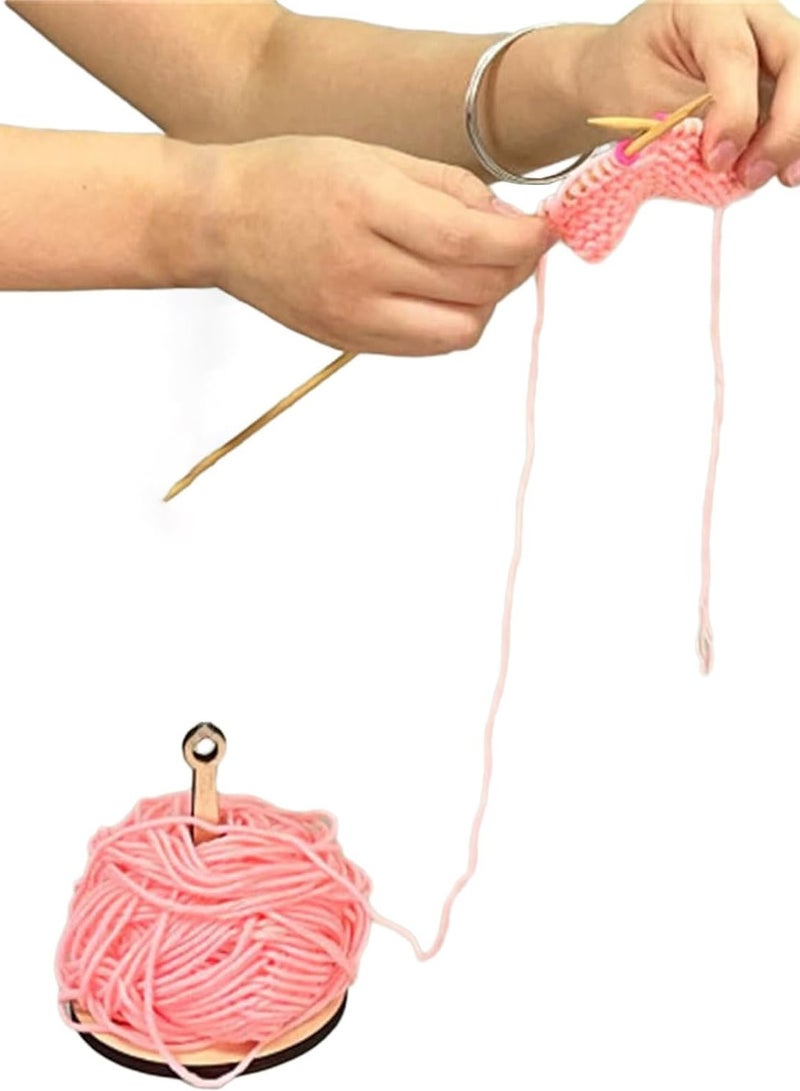 SYOSI Yarn Holder for Knitting Crochet Wooden Frame Prevent Yarn Tangling Winding and Dispensing Accessories Portable Wrist Twirling Mechanism Spinning Needles Presents for Craft Lovers  - Image 4