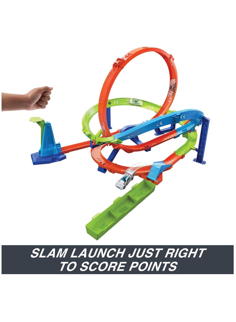 Hot Wheels Hot Wheels Action Loop Cyclone Challenge Track Set with 1:64 Scale  - Image 5