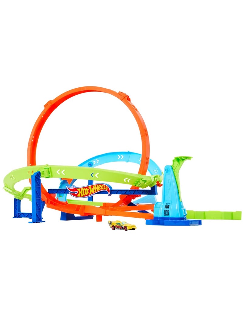 Hot Wheels Hot Wheels Action Loop Cyclone Challenge Track Set with 1:64 Scale  - Image 3