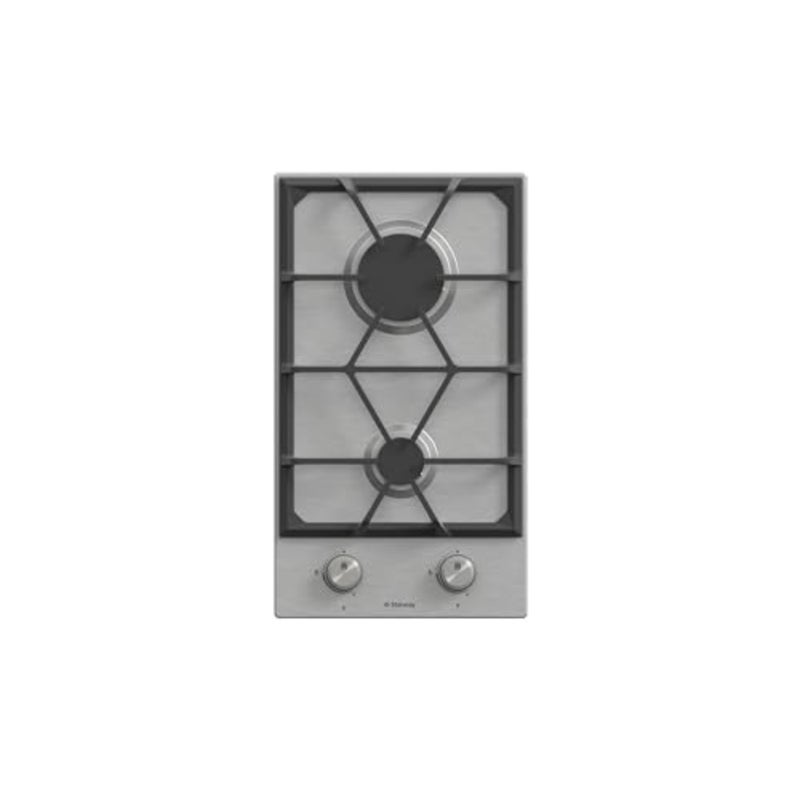 Built-in gas cooker for kitchen use, stainless steel, black, 2-burner 51x30cm with heavy-duty stand, auto ignition, total safety features, and easy-to-clean surface - Image 1