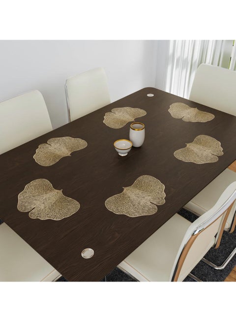 طقم مفارش طاولة طعام على شكل فراشة مكون من قطعتين باللون الذهبي