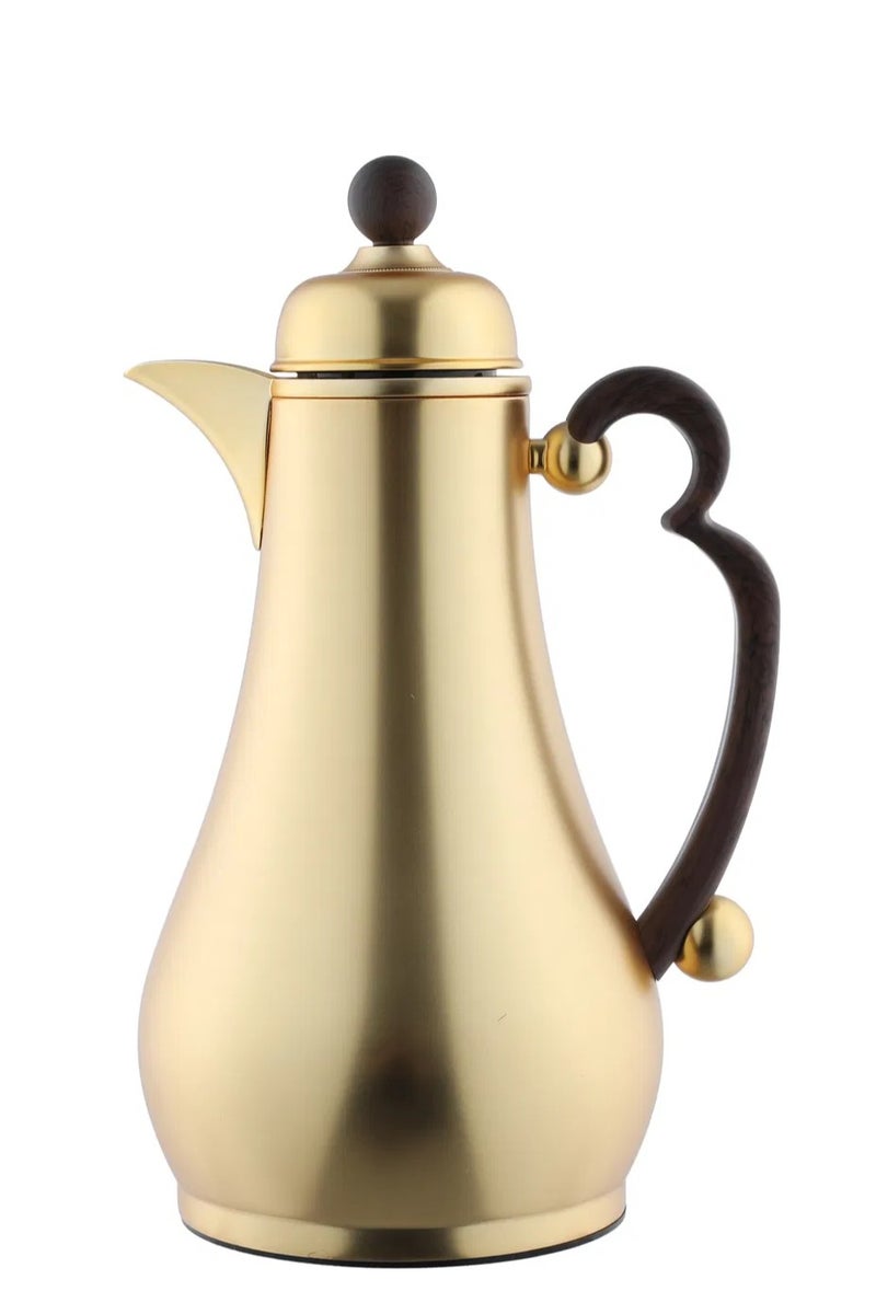 السيف غاليري طقم ترامس الاصالة السيف غاليري، 1/1 لتر، خامة داحلية زجاج، هيكل خارجي استيل، يد خشبي غامق، ضغاط - ذهبي - Image 2