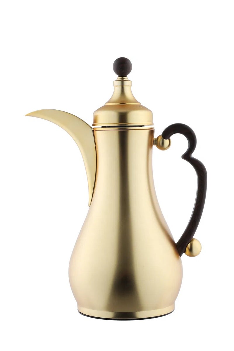 السيف غاليري طقم ترامس الاصالة السيف غاليري، 1/1 لتر، خامة داحلية زجاج، هيكل خارجي استيل، يد خشبي غامق، ضغاط - ذهبي - Image 5