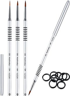 Patelai 3 Pieces Kolinsky Acrylic Nail Brush 3D Nail Art Brush With Silver Metal With Nonslip Handle (Silversize 2 4 5)  - Image 1