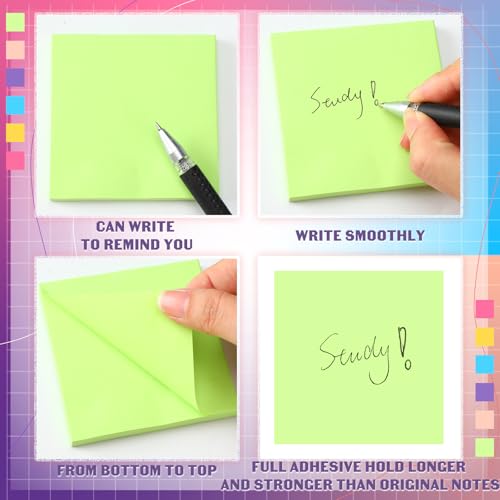 Kajaia 24 Pads Full Adhesive Sticky Notes Colorful Sticky Notes Adhesive Memo Self Stick Pads Easy to Post for Office Home School Meetings Supplies 6 Pastel Colors 80 Sheets/pad(3x3 Inches) - Image 4