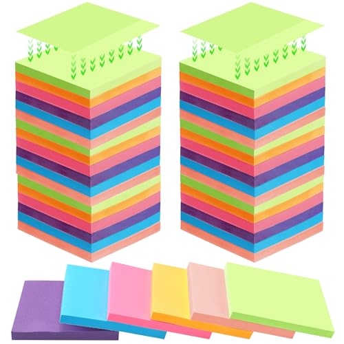 Kajaia 24 Pads Full Adhesive Sticky Notes Colorful Sticky Notes Adhesive Memo Self Stick Pads Easy to Post for Office Home School Meetings Supplies 6 Pastel Colors 80 Sheets/pad(3x3 Inches) - Image 1