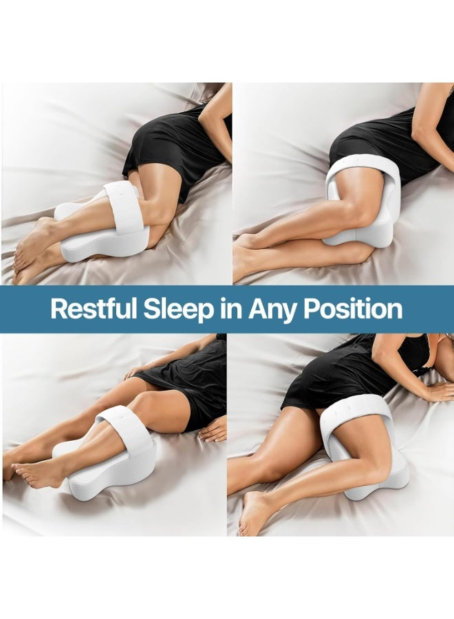 Oasisgalore Knee Pillow for Side Sleepers,Memory Foam Leg Pillow with Adjustable Strap for Spine Alignment & Relief from Hip, Back, Sciatica Pain (White) - Image 4