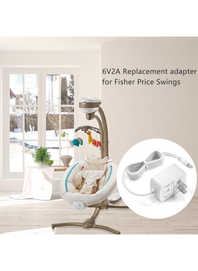 VHBW - VHBW for Fisher Price Swing Adapter Cord 6V Power Cord for Fisher Price Ingenuity Cradle Swing, Rainforest Cradle Swing, Butterfly Ocean Wonders for Fisher Price Swing Power Adapter Cord 6.5FT - Image 1