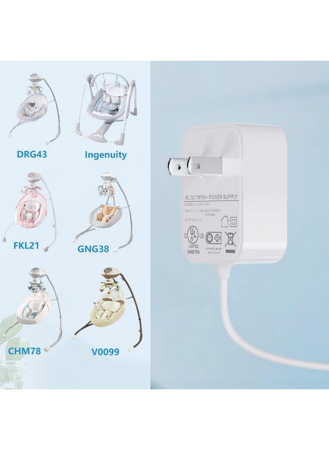 VHBW - VHBW for Fisher Price Swing Adapter Cord 6V Power Cord for Fisher Price Ingenuity Cradle Swing, Rainforest Cradle Swing, Butterfly Ocean Wonders for Fisher Price Swing Power Adapter Cord 6.5FT - Image 1