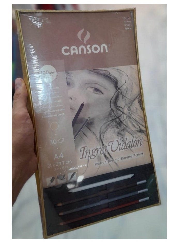 CANSON Canson sketch, 30 sheets, 100 grams + 3 Van Gogh charcoal pencils + eraser pen  - Image 2