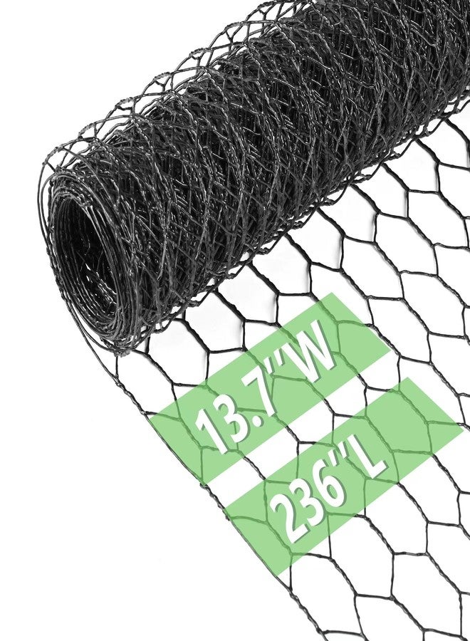Miuwauer Chicken Wire 13.7 in x 236 in Poultry Wire Netting Hexagonal Galvanized Mesh Garden Fence Barrier for Pet Rabbit Chicken Fencing (PVC-Coated) - Image 1