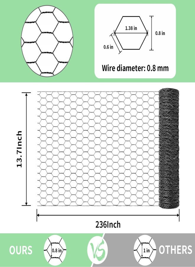 Miuwauer Chicken Wire 13.7 in x 236 in Poultry Wire Netting Hexagonal Galvanized Mesh Garden Fence Barrier for Pet Rabbit Chicken Fencing (PVC-Coated) - Image 2