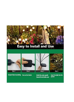 Sun Power Solar Powered Outdoor Lights. 8 LED. Steady Light & Flash. Swing Garden Light. Warm Light. Outdoor Decor. Waterproof. Black  - Image 2