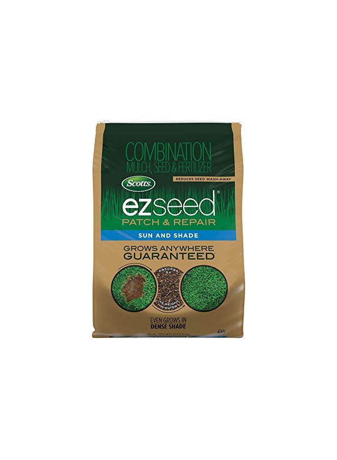 Scotts EZ Seed Patch & Repair Sun and Shade Mulch, Grass Seed, Fertilizer Combination for Bare Spots and Repair, 20 lb - Image 1