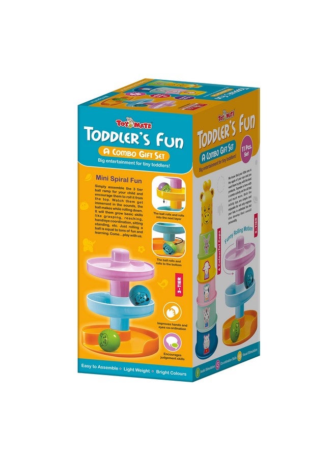 Toymate Toddlers Fun Gift Set - A 2 in 1 Combo of Stacking Cups with Giraffe & Rolling Ball Fun Tower for 12 Months & Above - Image 3