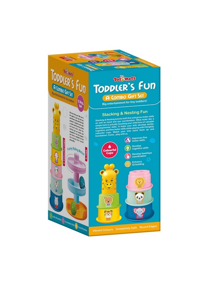 Toymate Toddlers Fun Gift Set - A 2 in 1 Combo of Stacking Cups with Giraffe & Rolling Ball Fun Tower for 12 Months & Above - Image 2