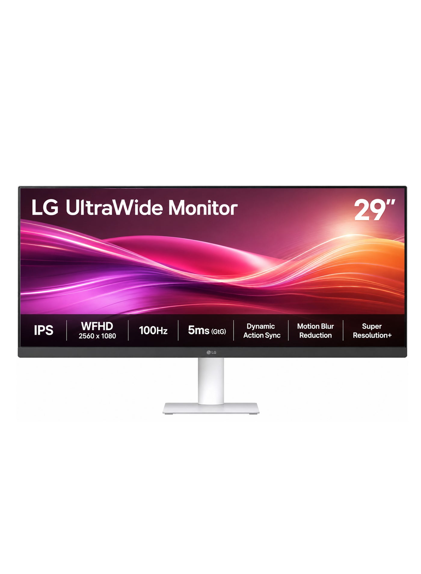 29 inch UltraWide Monitor, IPS Display, WFHD Resolution, 100Hz Refresh Rate, 5ms (GtG) Response Time, Dynamic Action Sync, Motion Blur Reduction Tech, Super Resolution+ | 29U531A-W white