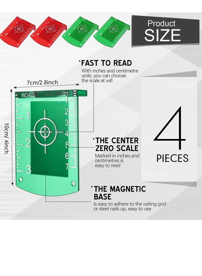 NIBEMINENT 4 Pieces Laser Card, Targets Magnetic Floor, Plate with Stand for Green Level, Red Level to Enhancing the Visibility - Image 4