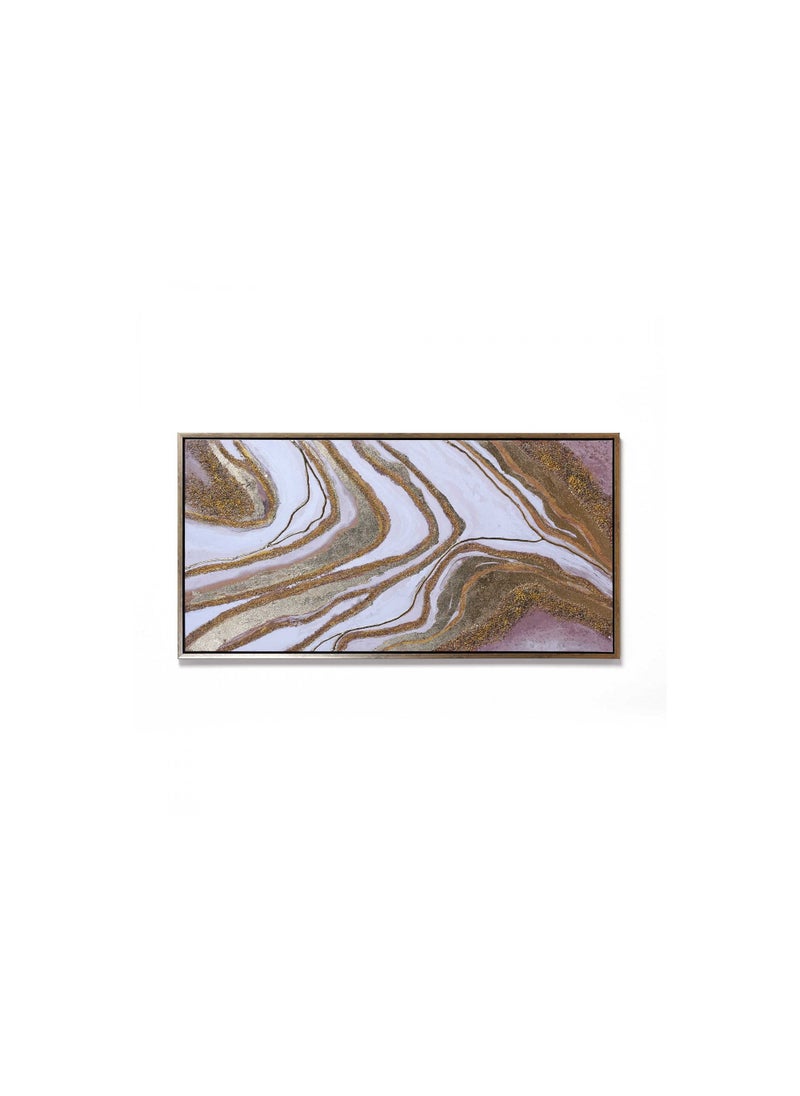 Pan Home River Sand Framed Canvas Art 140x70Cm | Gold | Hand Painted | Landscape | Abstract - Image 2