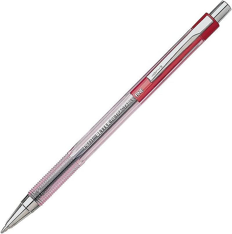 Pilot The Better Ball Point Pen Refillable & Retractable Ballpoint Pens, Fine Point, Red Ink, 12-Pack - Image 2