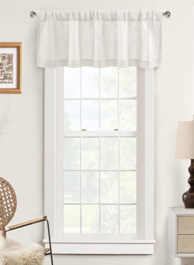 DriftAway Linen Textured Curtain Valances for Windows Light Filtering 3 Inch Rod Pocket Farmhouse Country Rustic Kitchen Valances for Bedroom Living Room Bathroom 14 inch Length Ivory White - Image 2