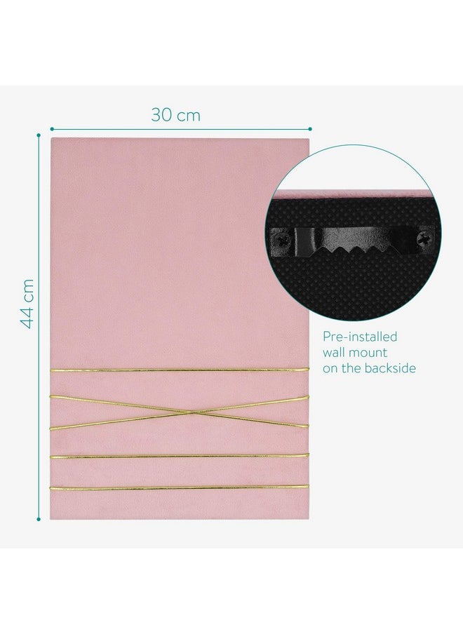 Navaris - Fabric Memo Bulletin Board 12 X 17 Velvet Memory Board For Wall To Display Photo Collages Pictures Notes Includes 6 Push Pins Pink - Image 1