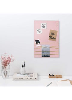 Navaris Fabric Memo Bulletin Board 12 X 17 Velvet Memory Board For Wall To Display Photo Collages Pictures Notes Includes 6 Push Pins Pink  - Image 2
