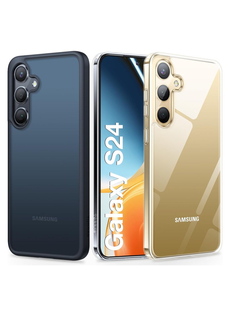 TORRAS - Shockproof for Samsung Galaxy S24 Case 6.2", 12FT [Mil-Grade Drop Tested, Translucent Matte Hard Back & Soft Edge Thin Slim Protective Galaxy S24 Case 5G Guardian Series, Clear - Image 1