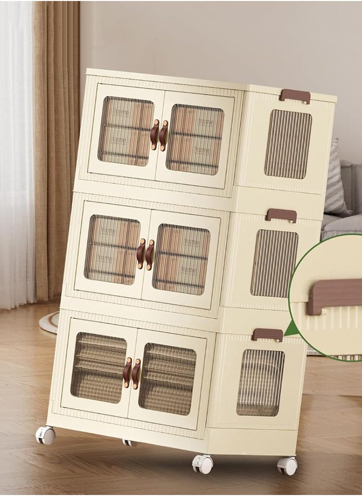 ماركة غير محددة - خزانة تخزين قابلة للطي ثلاث طبقات، متعددة الاستخدامات ذات تصميم أنيق ومثالي 54 سم . - Image 1