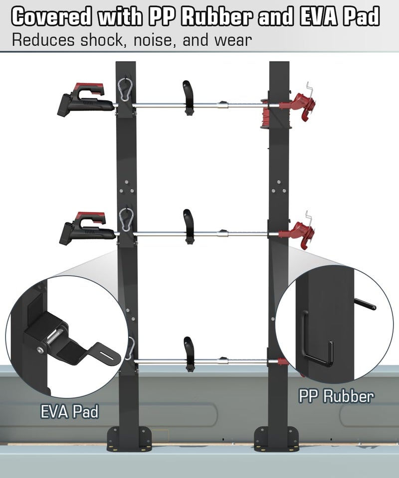 Koutemie 3 Place Weed Eater Rack for Open Trailer, Weedeater Rack with Lockable Hasp Mount on Landscape Trailer Truck, Enclosed Trimmer Rack Carrier with Trim Line Holder for Yard Lawn Tools Equipment - Image 5